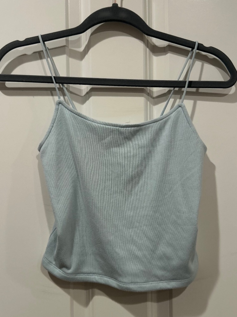 American Eagle AE Lounge Ribbed Cropped Tank Top Light Blue Size Medium